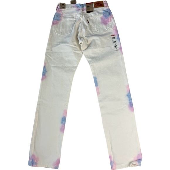 NWT Levi’s 501 white high rise fitted hip and thigh straight leg jeans 27x30 - Picture 2 of 14